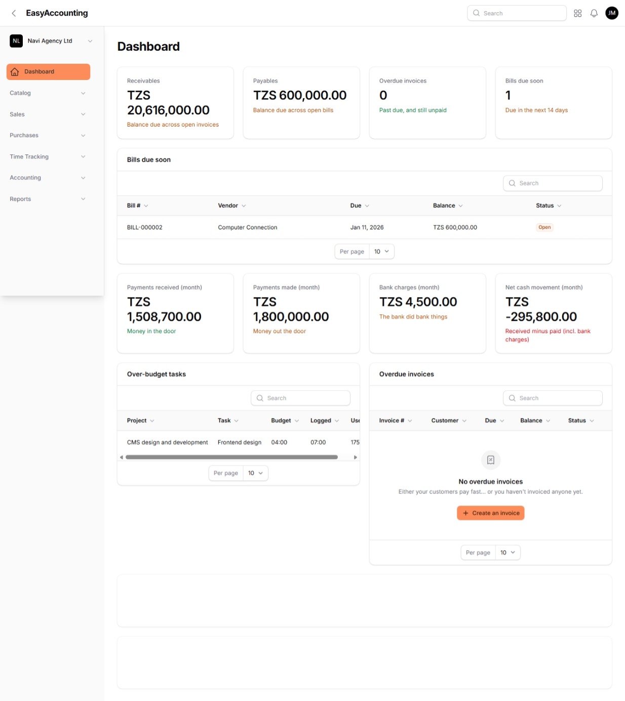 EasyAccounting dashboard screenshot